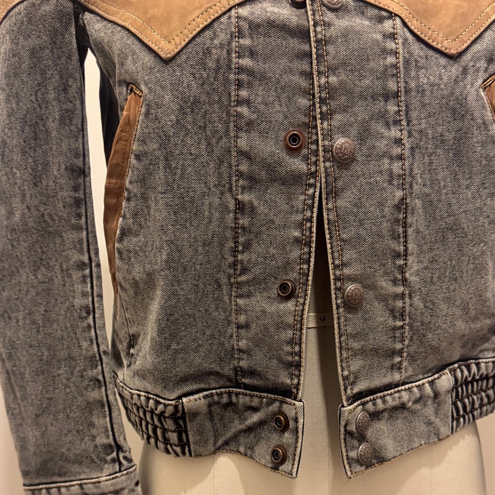 R13 Two-Tone Suede Yoke Denim Jacket - Brown & Gray - Picture 3 of 6